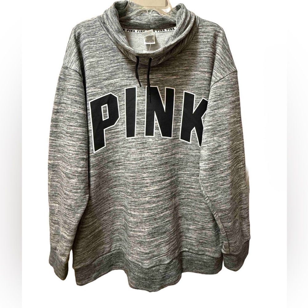 VICTORIA’S SECRET PINK Women’s Gray Cowl Neck Sweatshirt/Pullover LARGE NWT